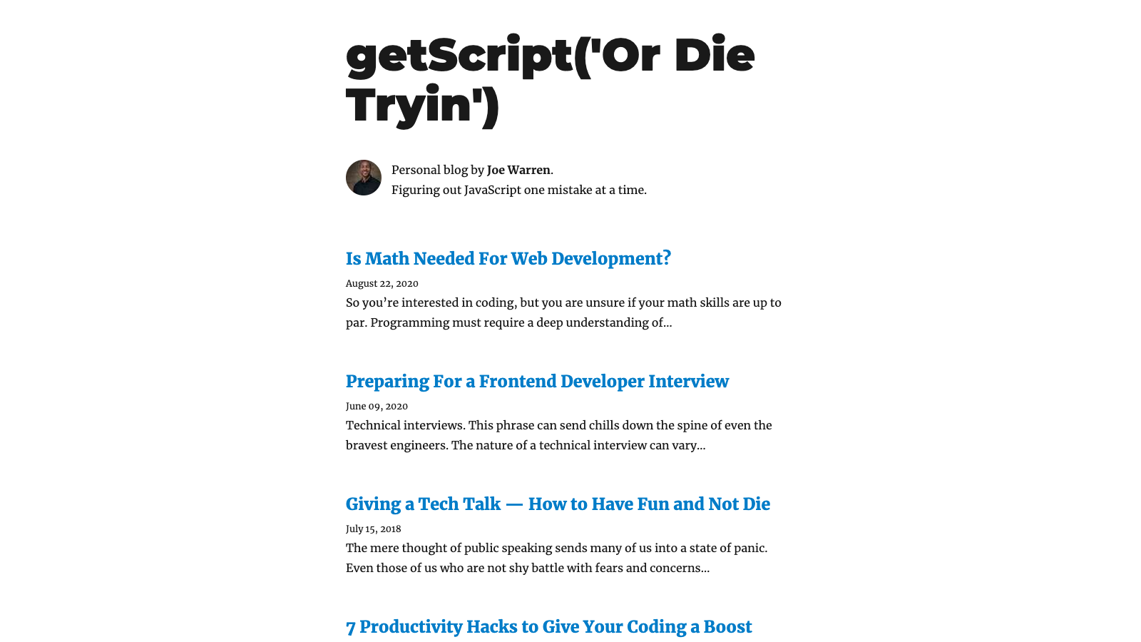 Sceenshot of Get Script Or Die Tryin homepage